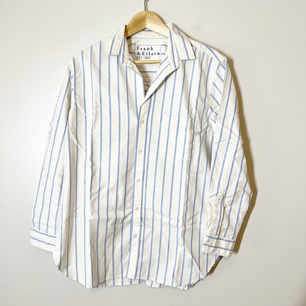 Frank & Eileen Joedy Boyfriend Striped Cotton Button-Up‎ Shirt Size Medium